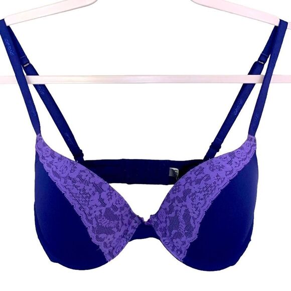 Aerie Women’s Demi Push Up Blossom Two Toned Sexy Purple Lace Bra Size 34C - Picture 1 of 6